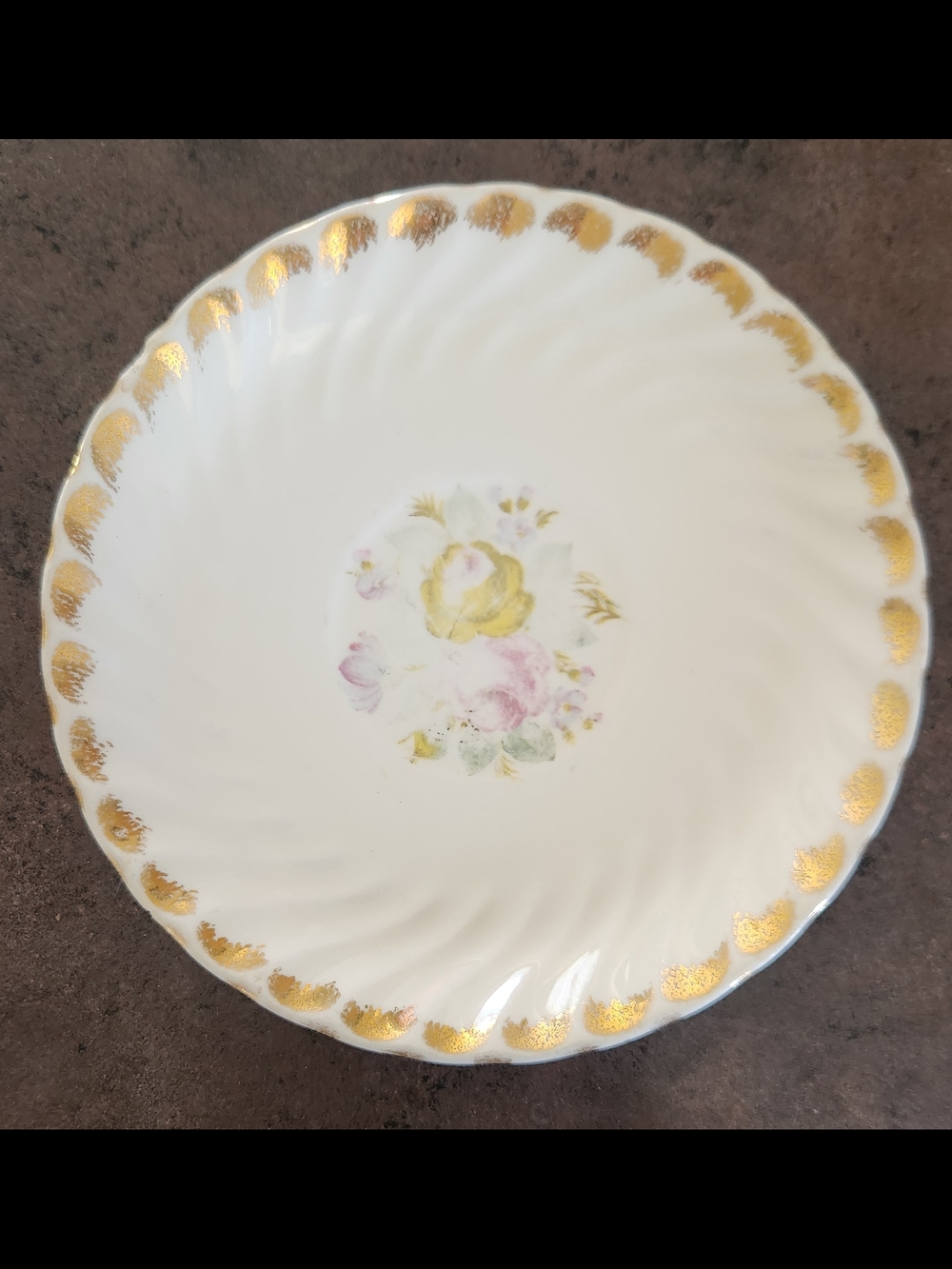 Vintage Quban Royal Saucer by Royal China Company With 22K Gold Scalloped Rim